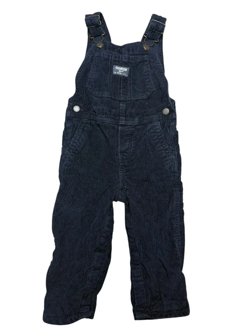 OshKosh B’gosh Navy Corduroy Overalls Toddler 24M Cargo Pockets Classic Vestbak